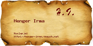 Henger Irma névjegykártya